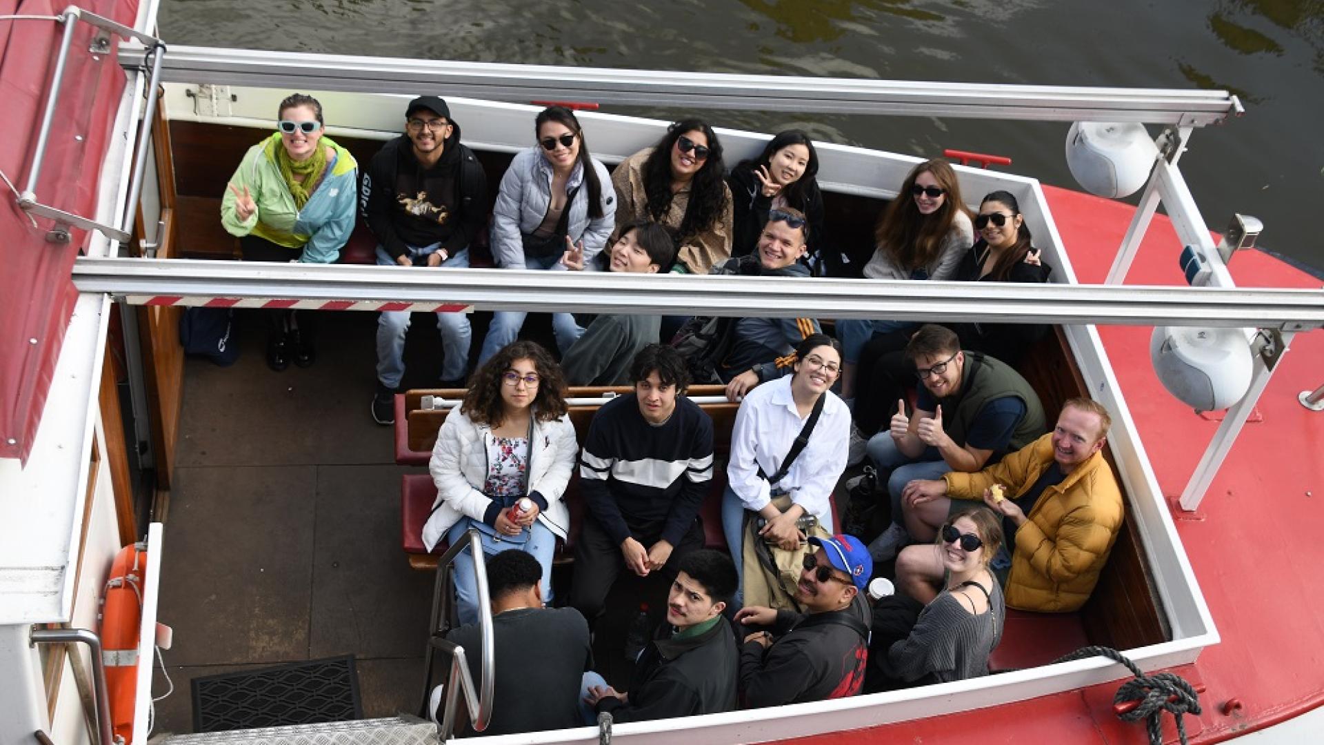 COB Study Abroad IB HAMBURG 2023 Students on a boat