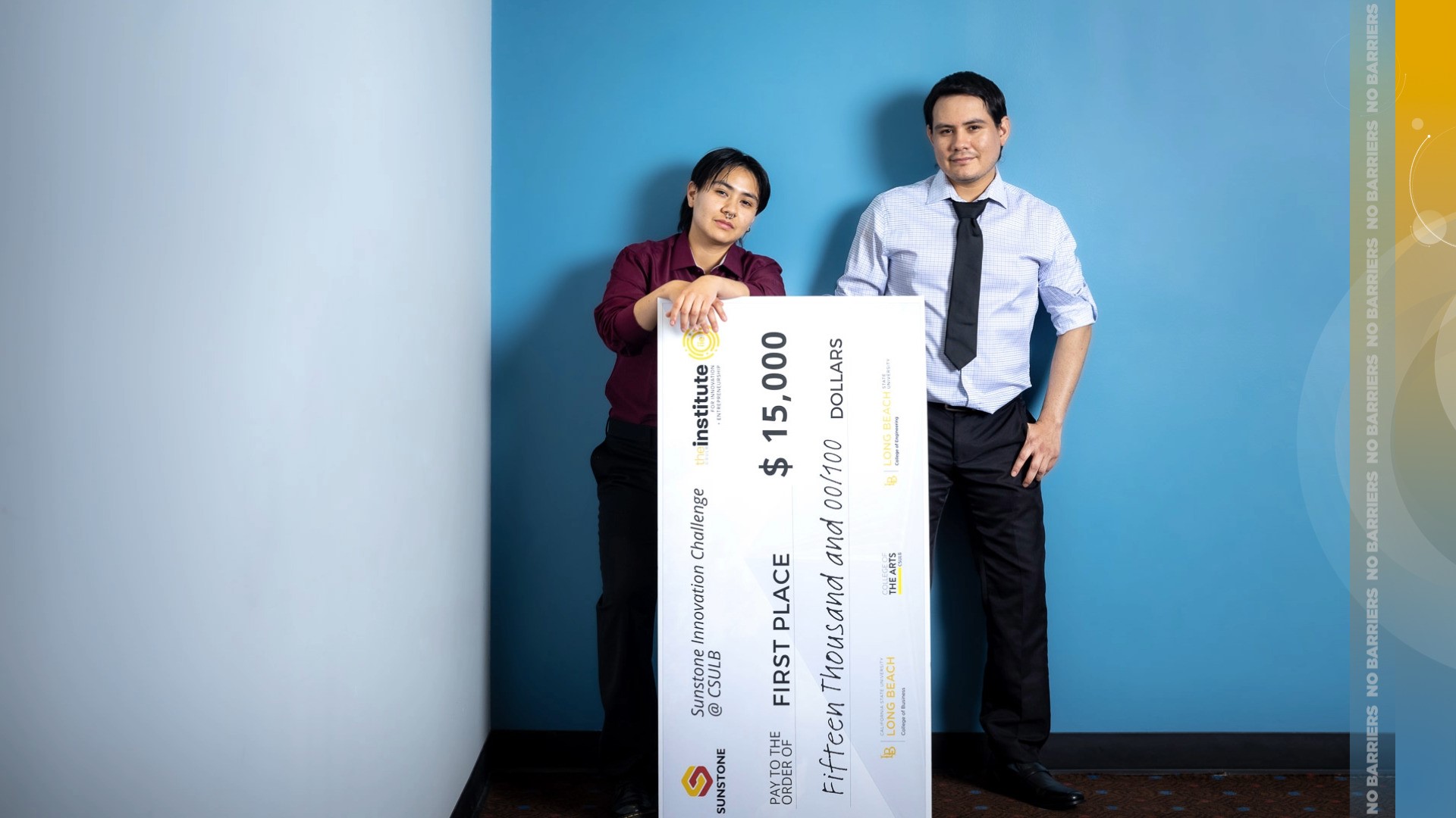 Sunstone Innovation Challenge Winners Stacey and Antonio Alvarado with Extra-Large $15,000 Check