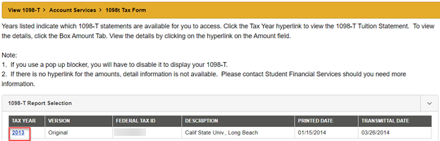 Select tax year