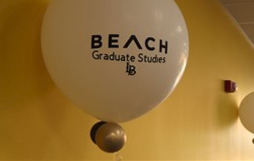 Picture of balloon labeled "Beach Graduate Studies"