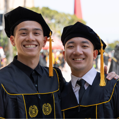 students wearing cap and gown