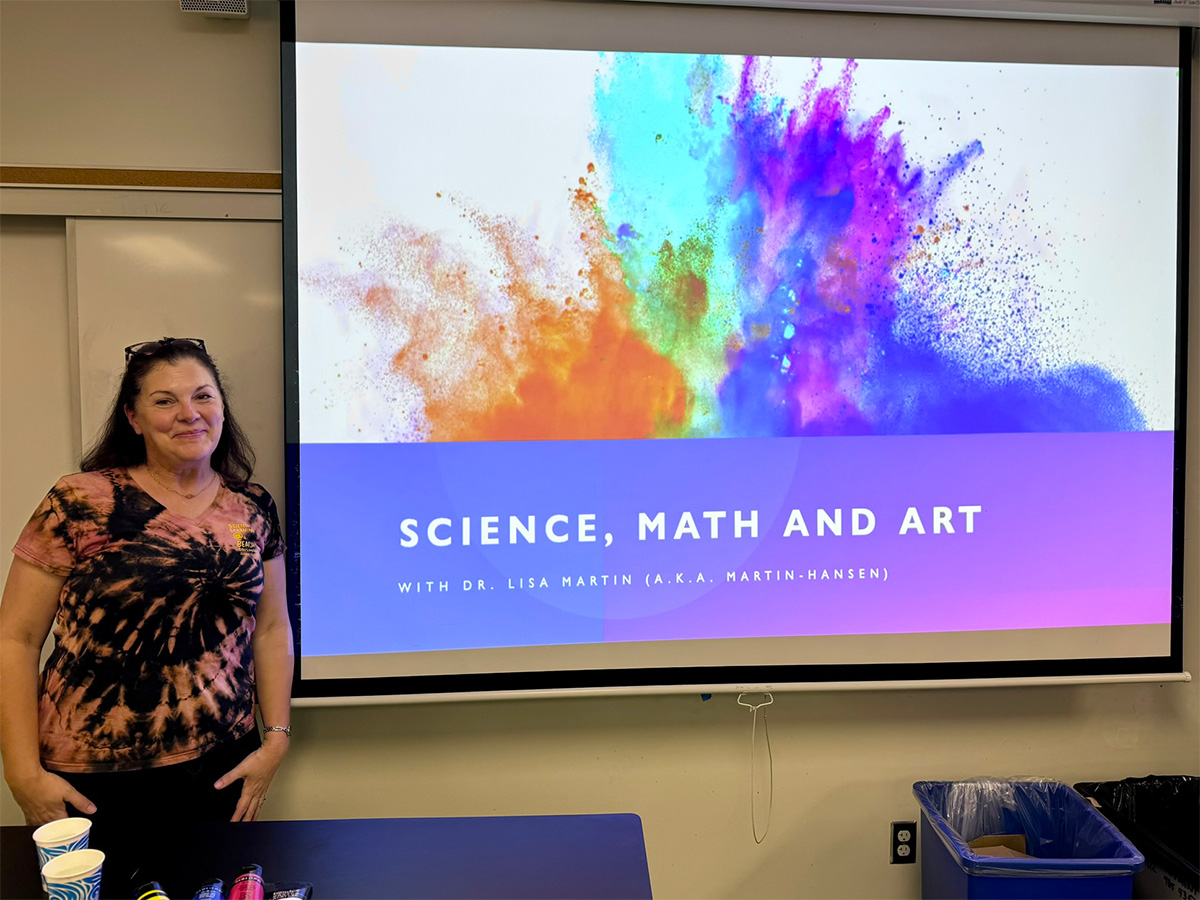 Lisa Martin leading the Science, Math and Art workshop