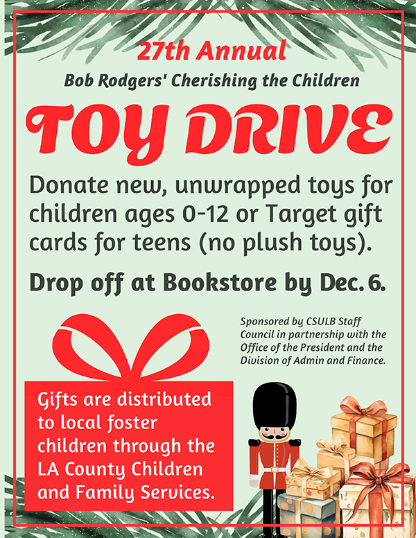 annual toy drive flyer - donate toys for foster children by Dec. 6