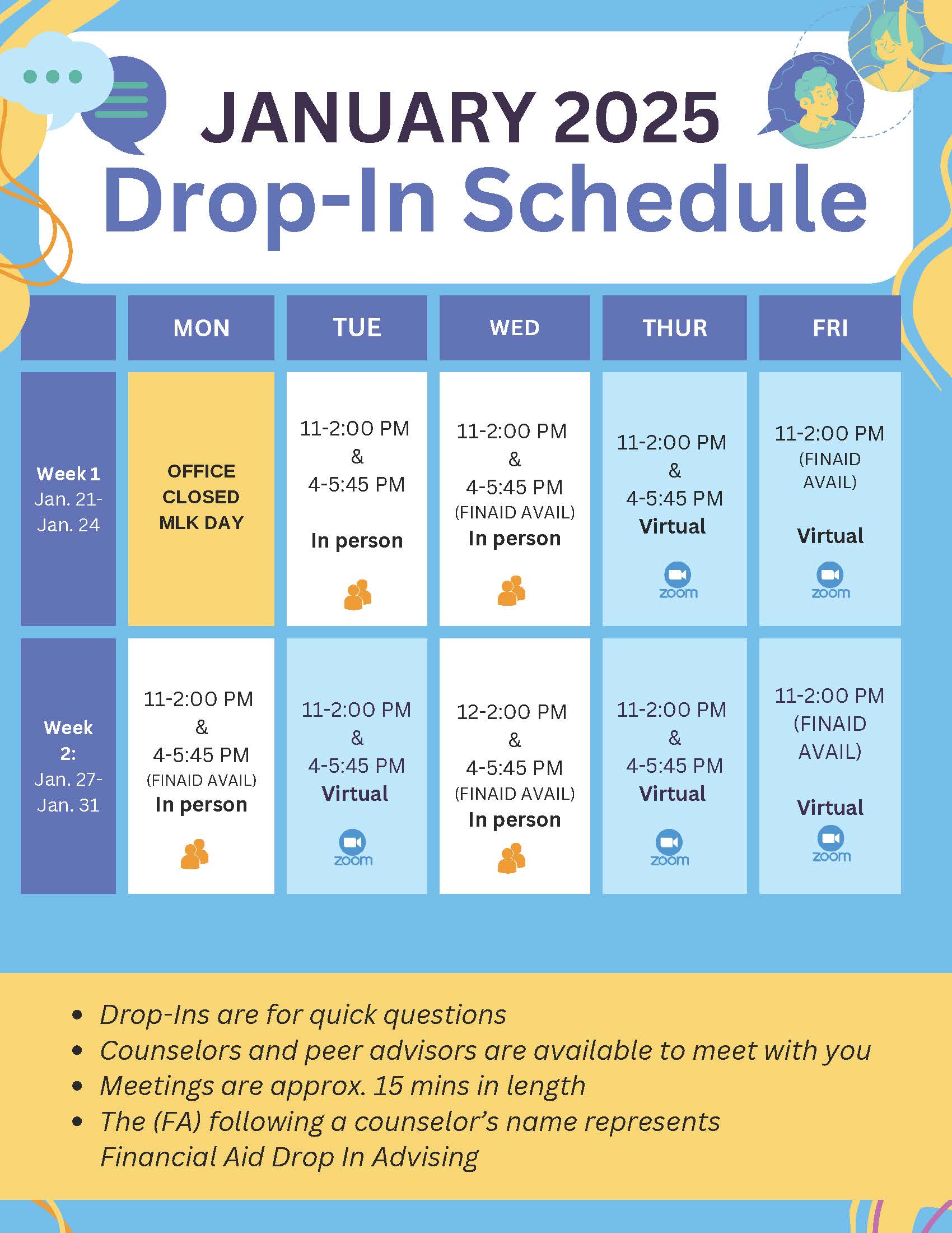 EOP Drop-In Schedule January 2025