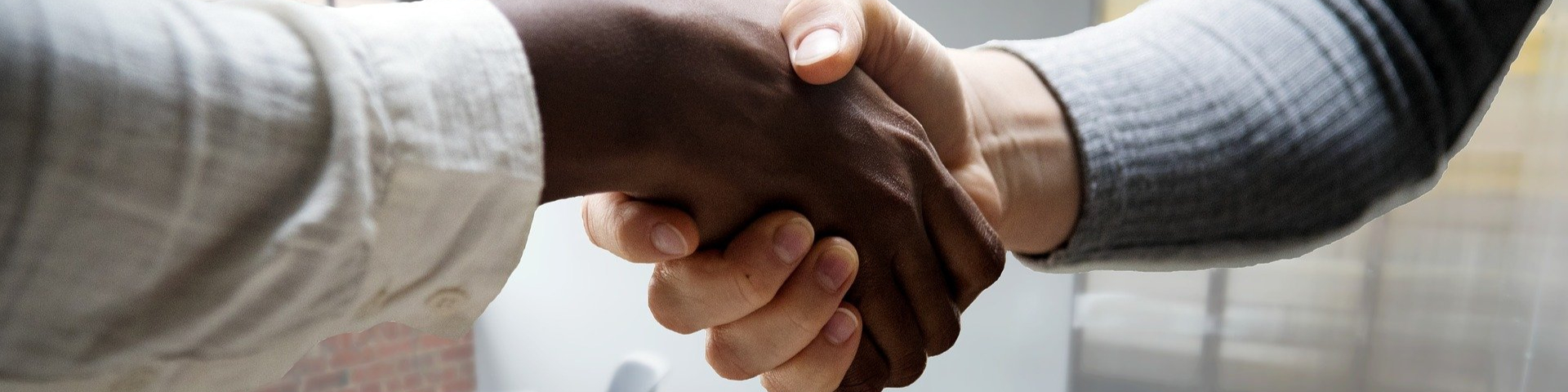 Two individuals shaking hands