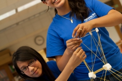 interns building marshmallow structures