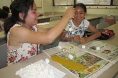 interns doing activity with marshmallows 