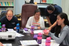 interns doing activity at table