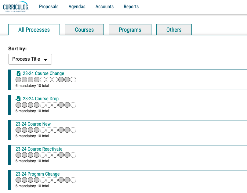 New proposal tabs