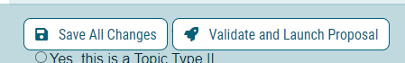Save all changes or validate and launch proposal