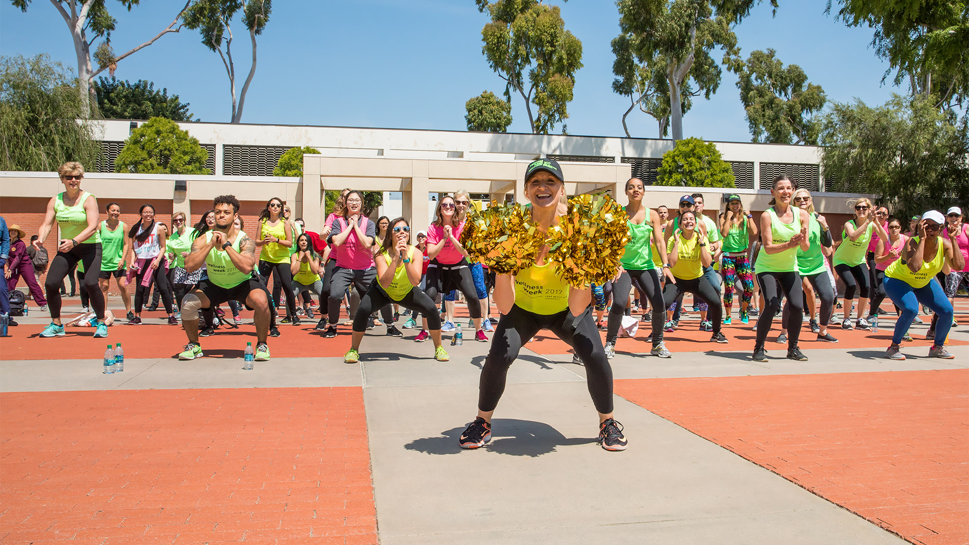 Fitness group in action