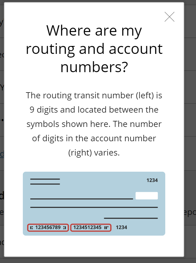 Account and Routing Number