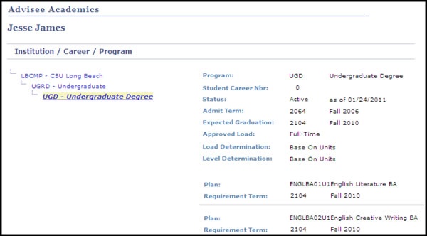 institution career and program information