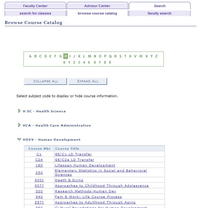 Faculty Center Catalog & Schedule of Classes California State