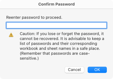 Confirm Password window with Password field