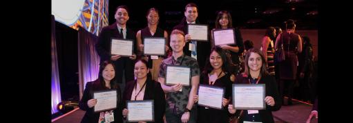 CSULB students holding up ABRCMS 2018 awards