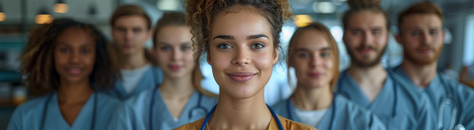 medical professionals standing proudly and smiling