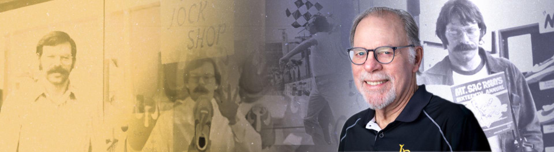 A collage of photos of alumnus L. Nelson Farris