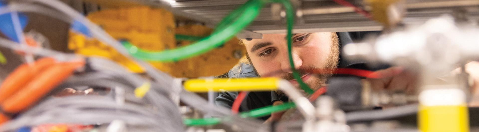 Student with engineering components