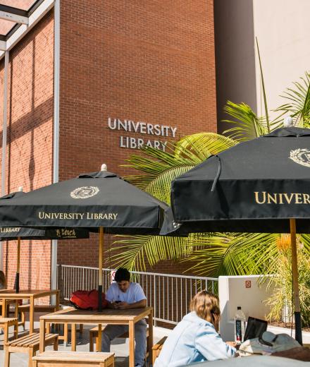 Patio area in front of the library.