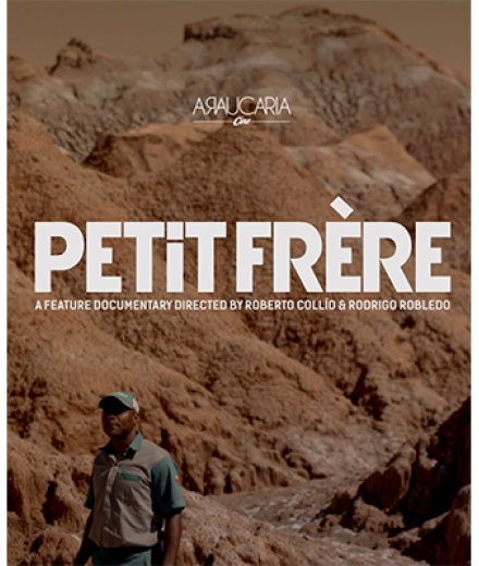 Petit Frere movie poster with man standing by mountains