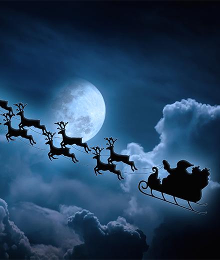 santa's sleigh in the sky
