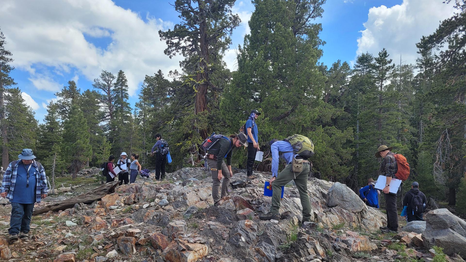 Students explore rocky area