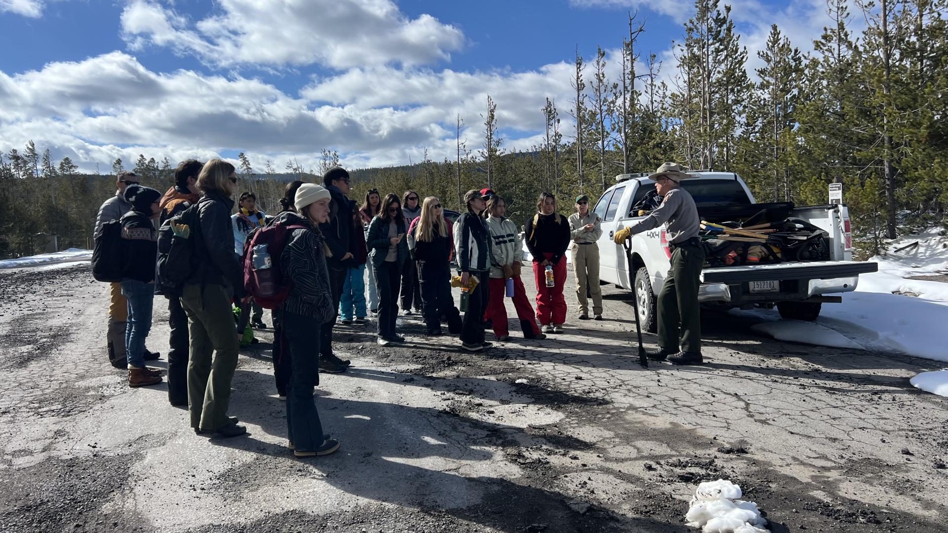 Group of Beach students on a tour of a national park 