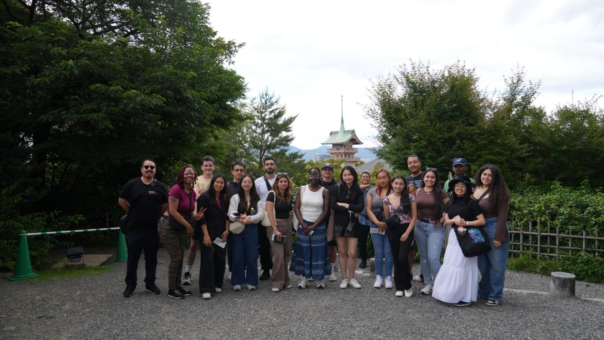 COB IB short term Study Abroad 2024 JAPAN group shot with shrine