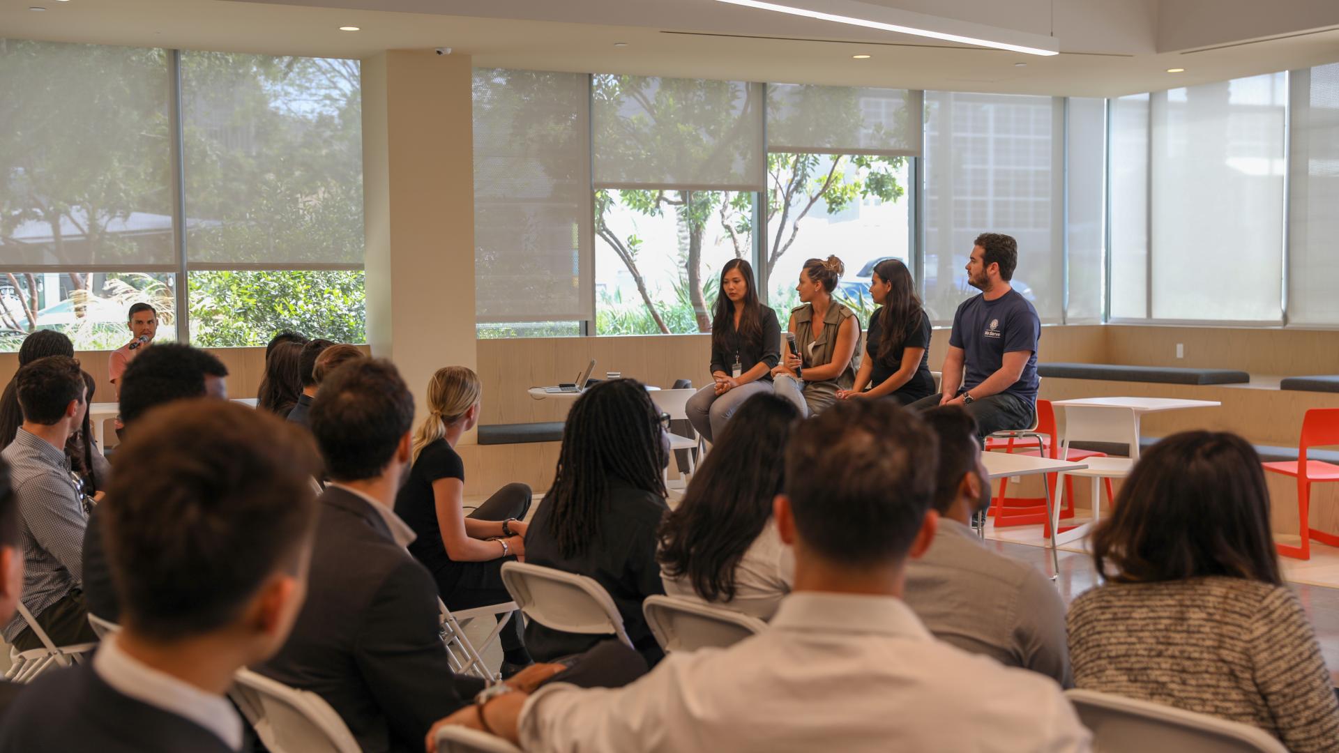 Fullscreen Media Panel with Accelerated MBA Students