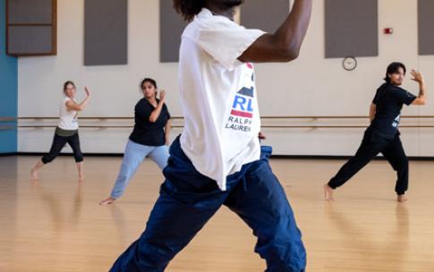 Mykiah Goree helps lead a dance workshop