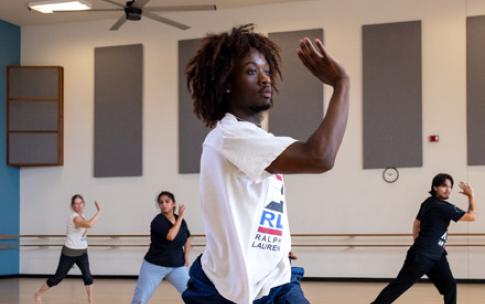 Mykiah Goree helps lead a dance workshop