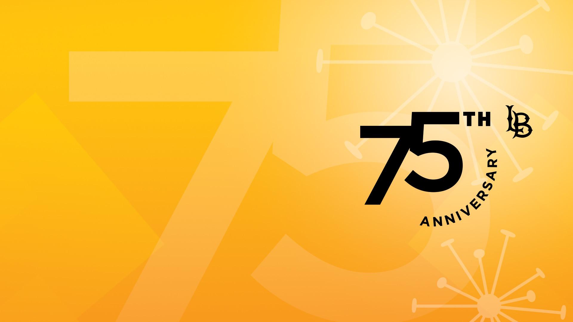 CSULB's 75th Anniversary Logo on gold background.