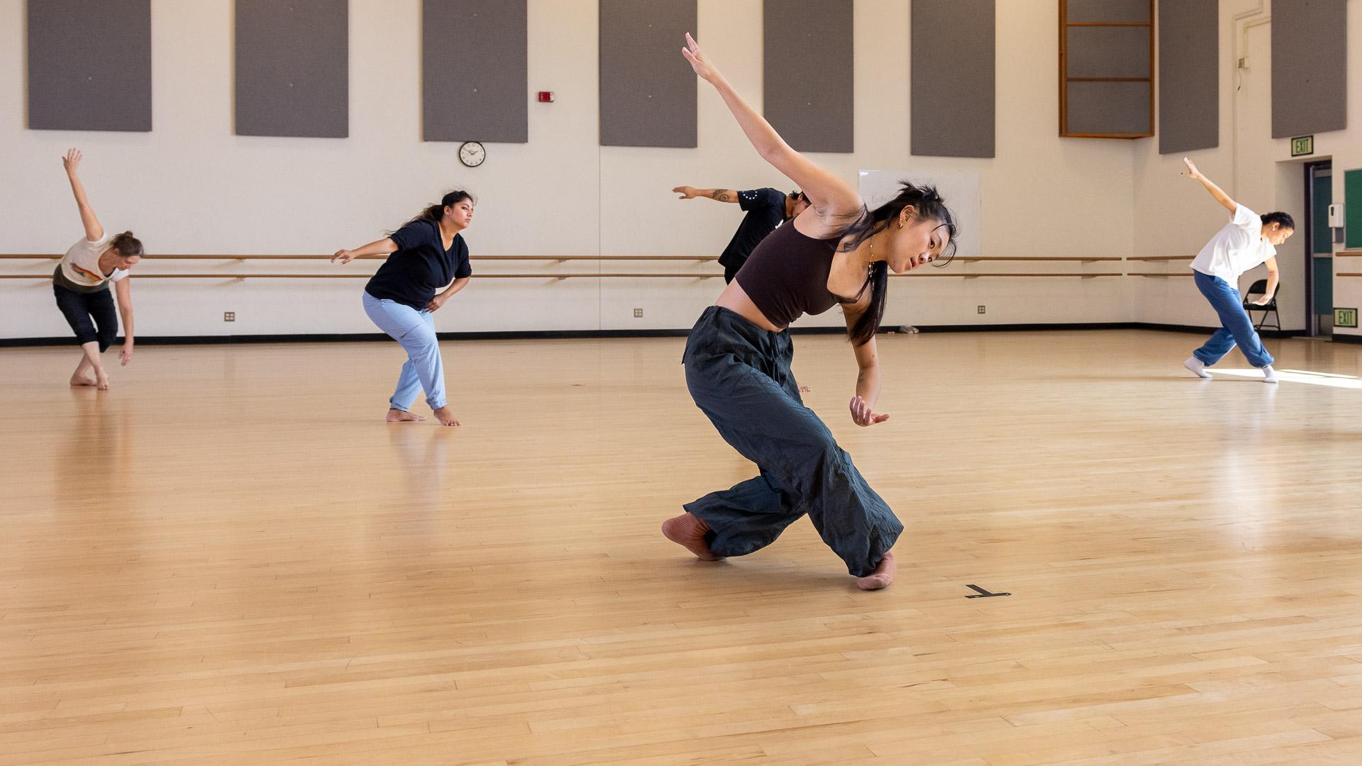 Olivia Wang of A.I.M by Kyle Abraham leads a workshop with CSULB MFA dance students