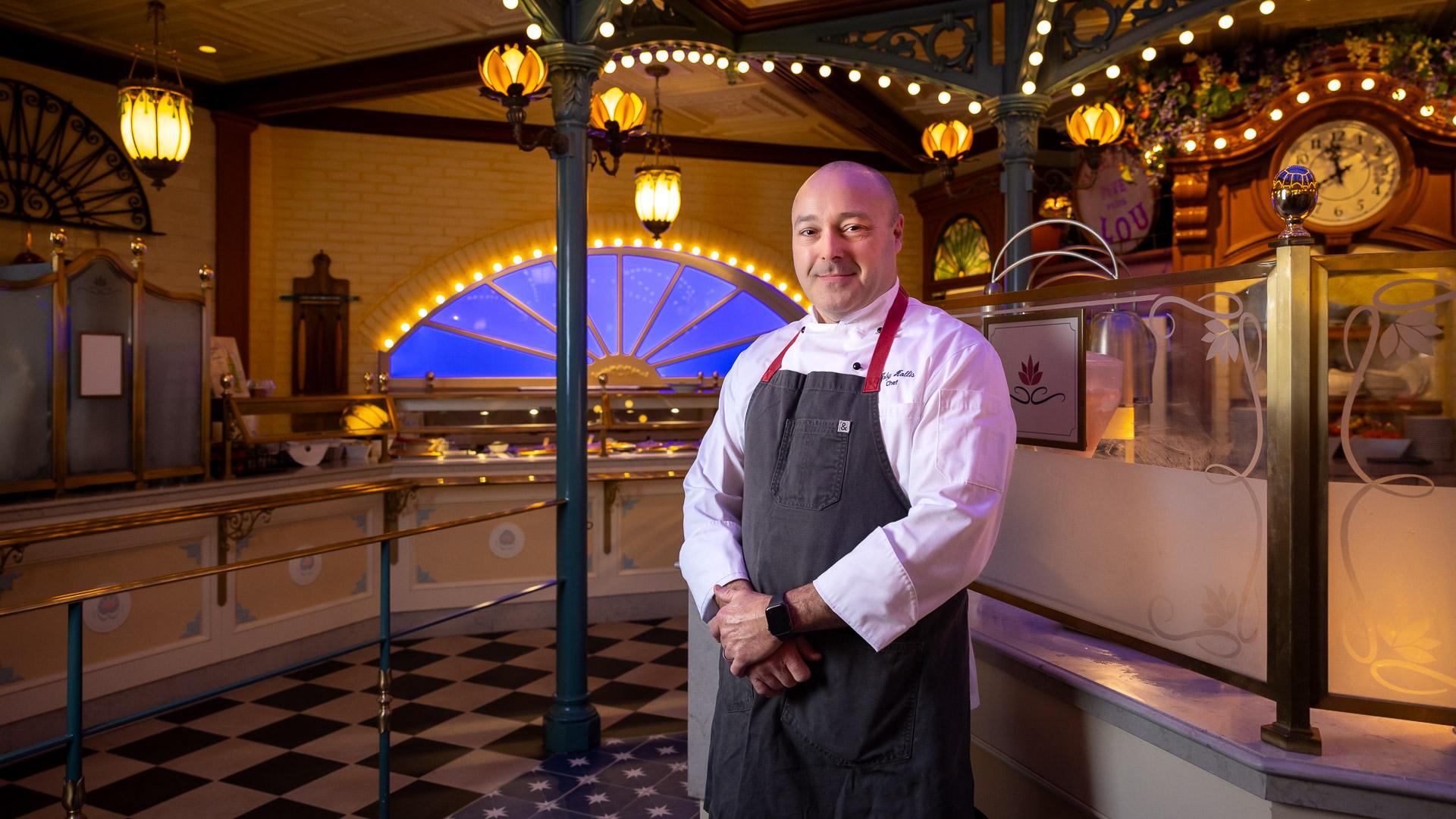 Hero art of Chef Toby Hollis '05 in a Disneyland restaurant