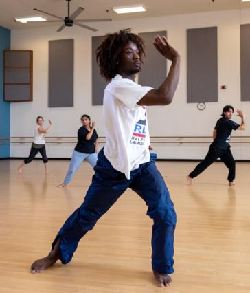 Mykiah Goree helps lead a dance workshop