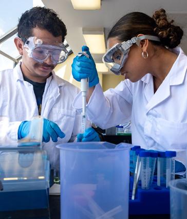 CSULB science students using a pipette