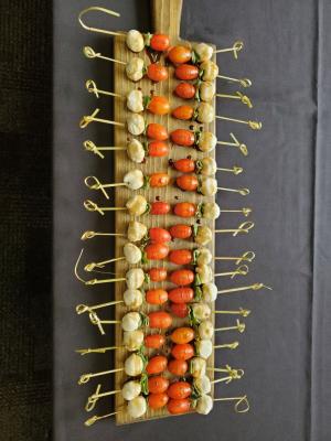 Caprese skewers on appetizer