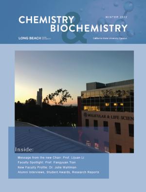 Chemistry and Biochemistry, Winter 2022 Newsletter