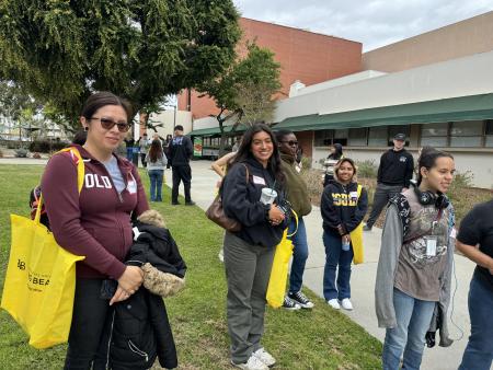 Prospective students gather outside the College of Education building.