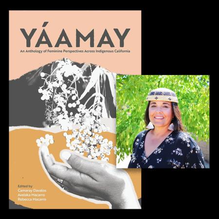 Book cover of "YÁAMAY" inset with photograph of Theresa Gregor