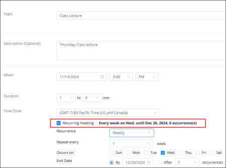 recurring zoom meeting