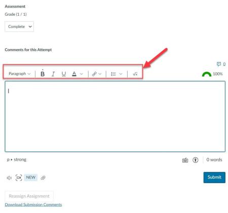 Canvas Assessment screen