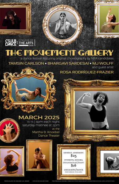 The Movement Gallery: a dance festival featuring original choreography by MFA candidates and guest artist Rosa Rodríguez-Frazier