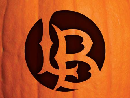 LB Pumpkin Carving LB logo carved into a pumpkin