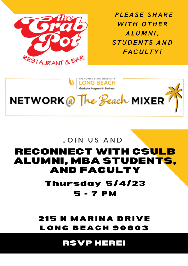 Flyer providing details regarding Network at the Beach Mixer