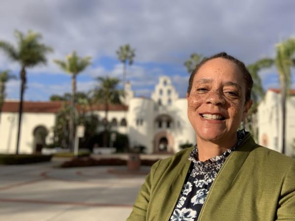 Estella Chizhik poses on the San Diego State campus