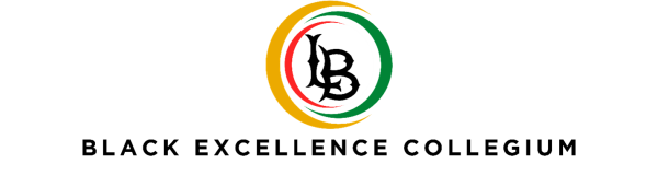 Black Excellence Collegium Logo with three semi circles in red, green, and yellow