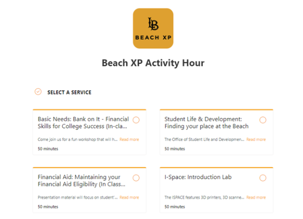 Screenshot of Beach XP Microsoft Bookings interface. 