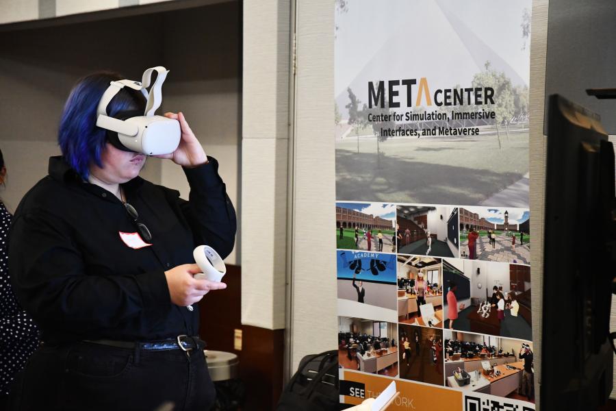 Student using VR equipment